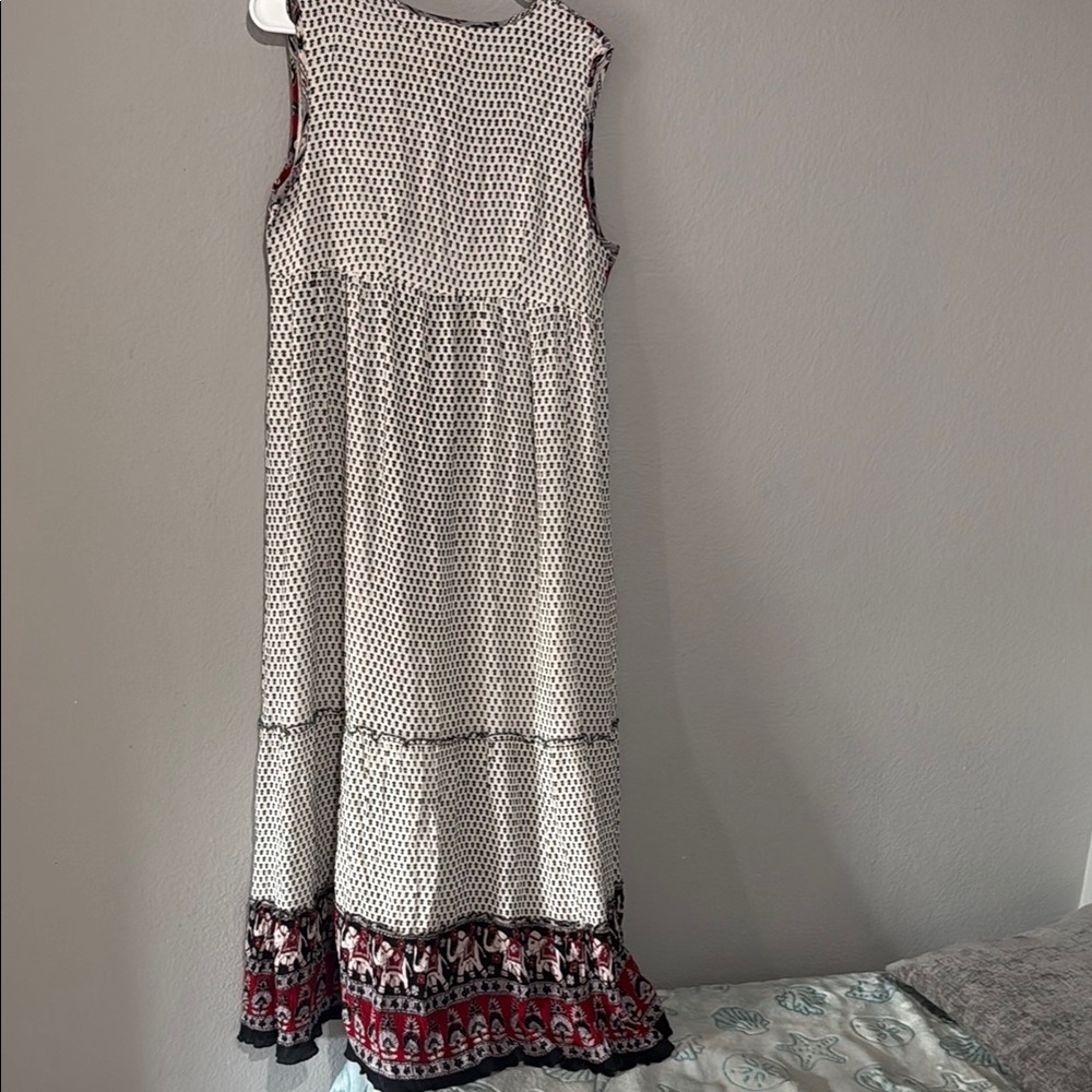 Anthropologie Red, Black & White Printed Maxi Dress - Picture 11 of 15